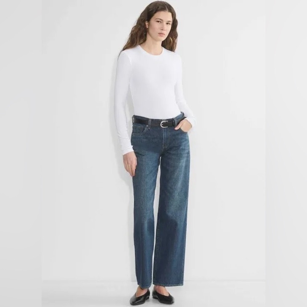 Aritzia Denim Forum Blue Flare Wide Leg Jeans